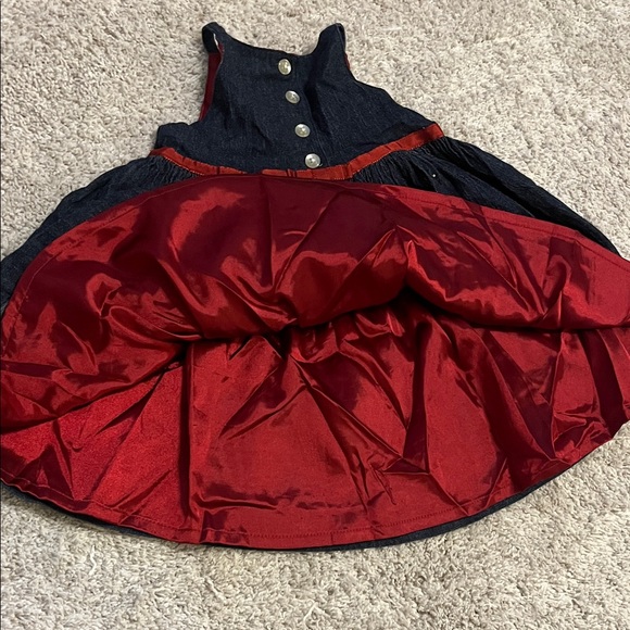 GAP Baby Denim Jumper Christmas 2003 Dress with Red Silky Lining12-18 months - Picture 7 of 14
